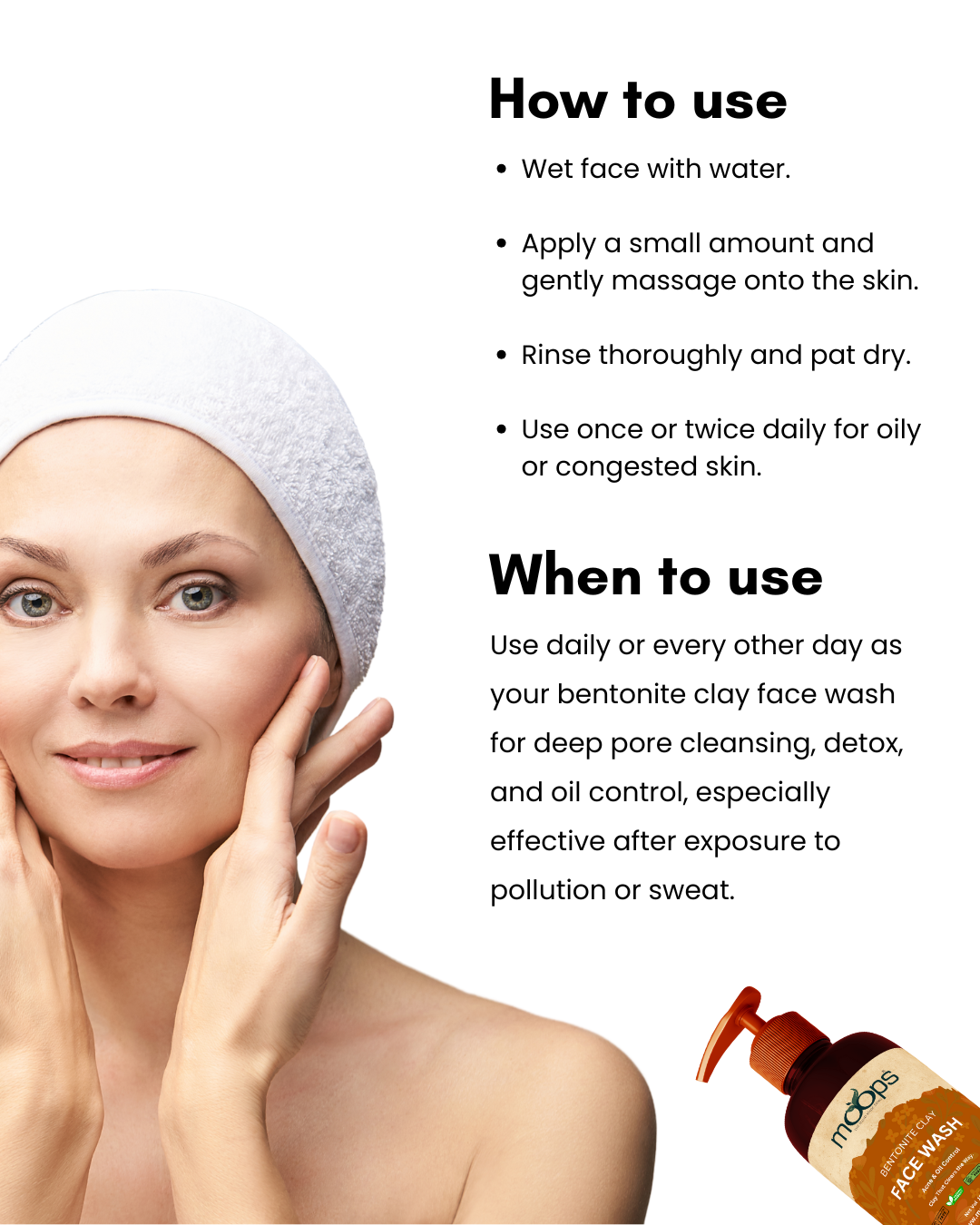 Moops Bentonite Clay Powder 100 grm  Face wash 200ml  and 100 % Rose Water combo 