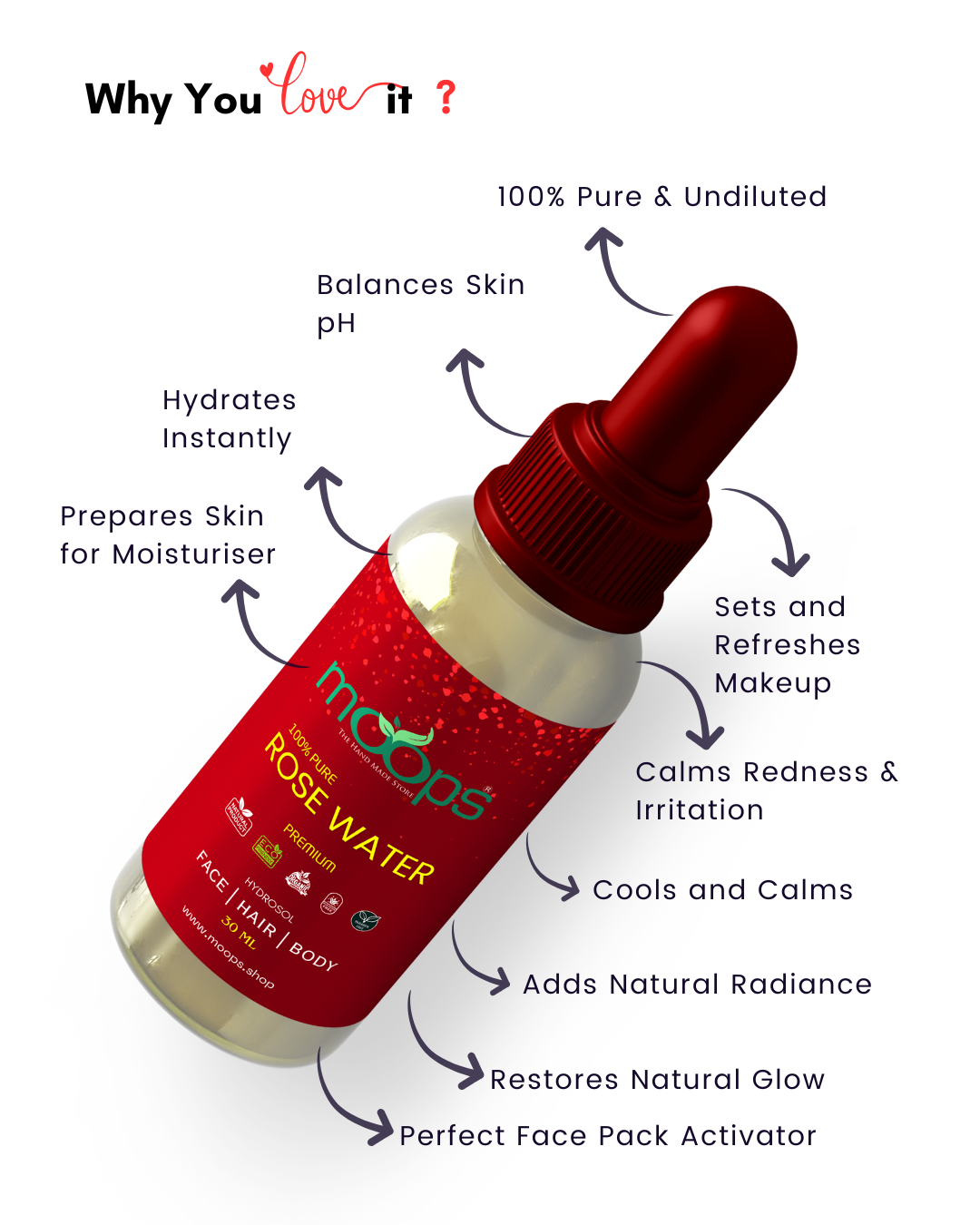 Moops Bentonite Clay Powder 100 grm  Face wash 200ml  and 100 % Rose Water combo 