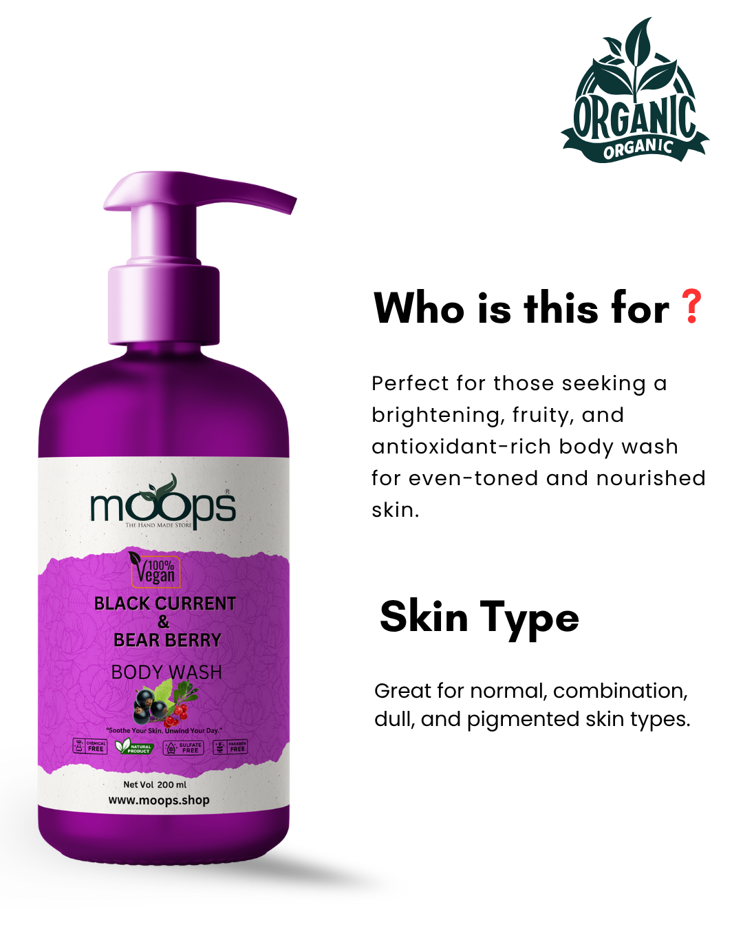 Moops Black Currant & Bearberry Body Wash