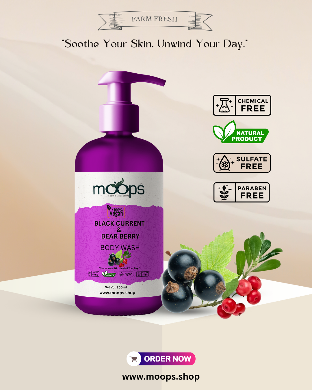 Moops Black Currant & Bearberry Body Wash