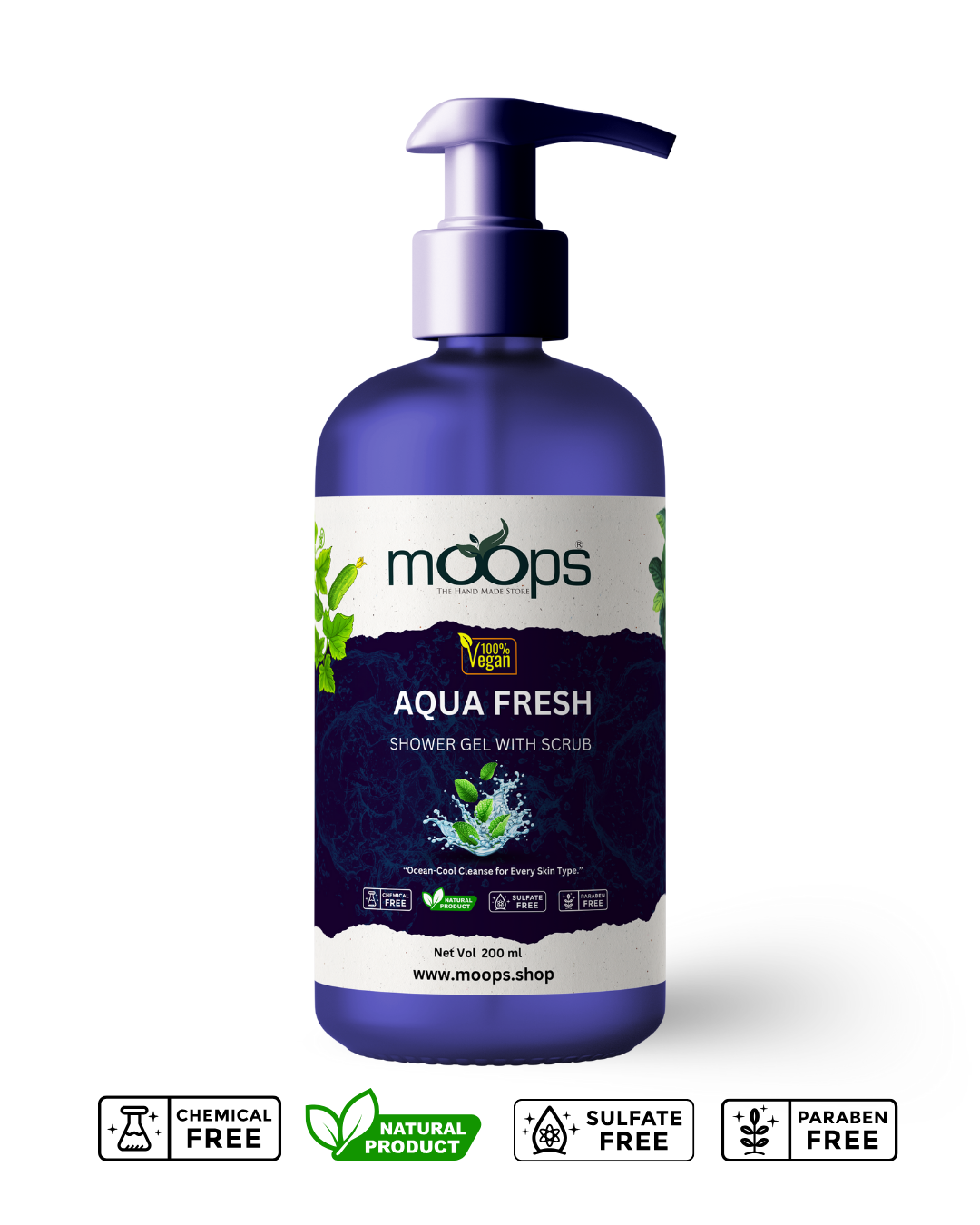 Moops Aqua Fresh Shower Gel with Scrubber