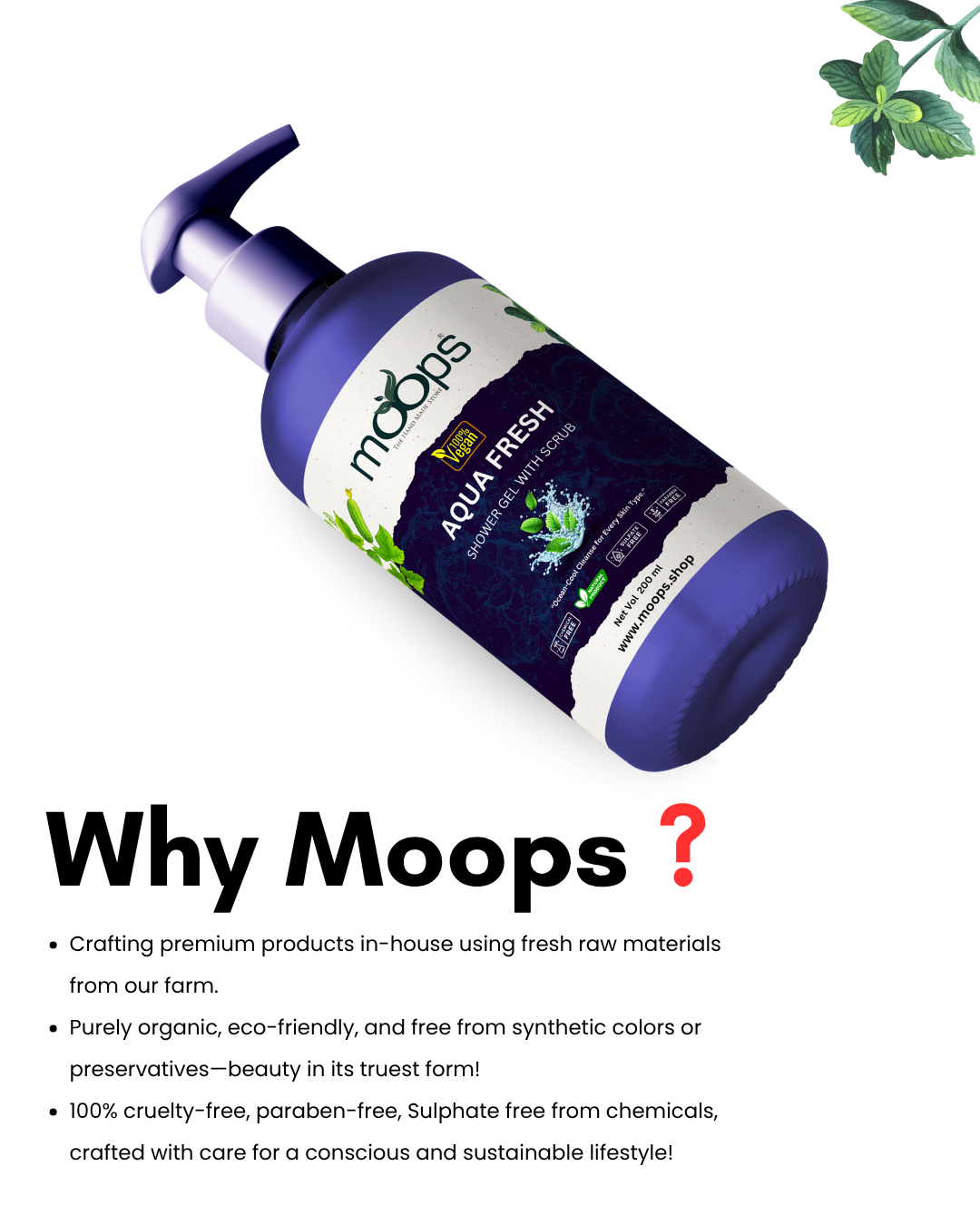 Moops Aqua Fresh Shower Gel with Scrubber
