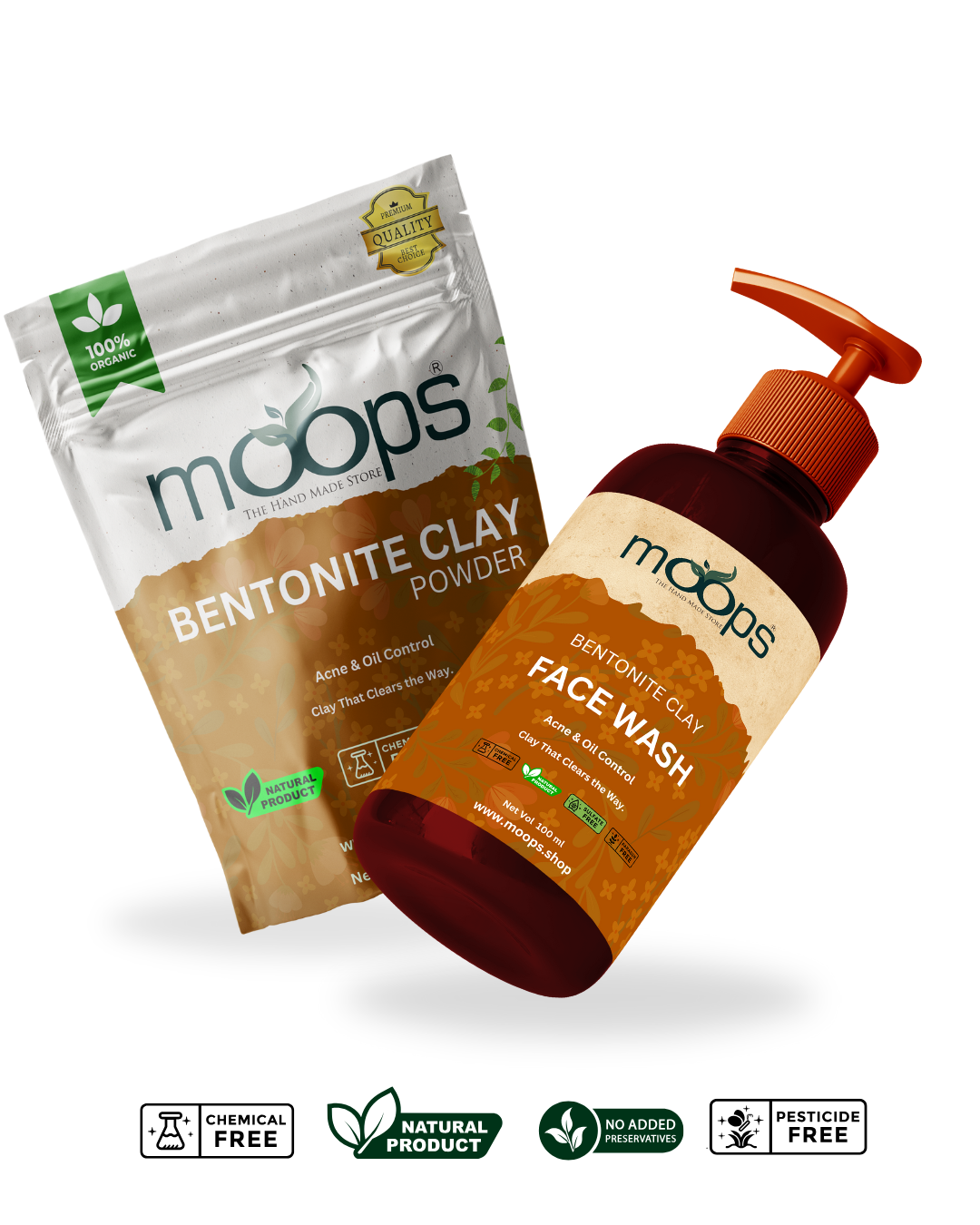 Moops Bentonite Clay Powder and Face wash combo 