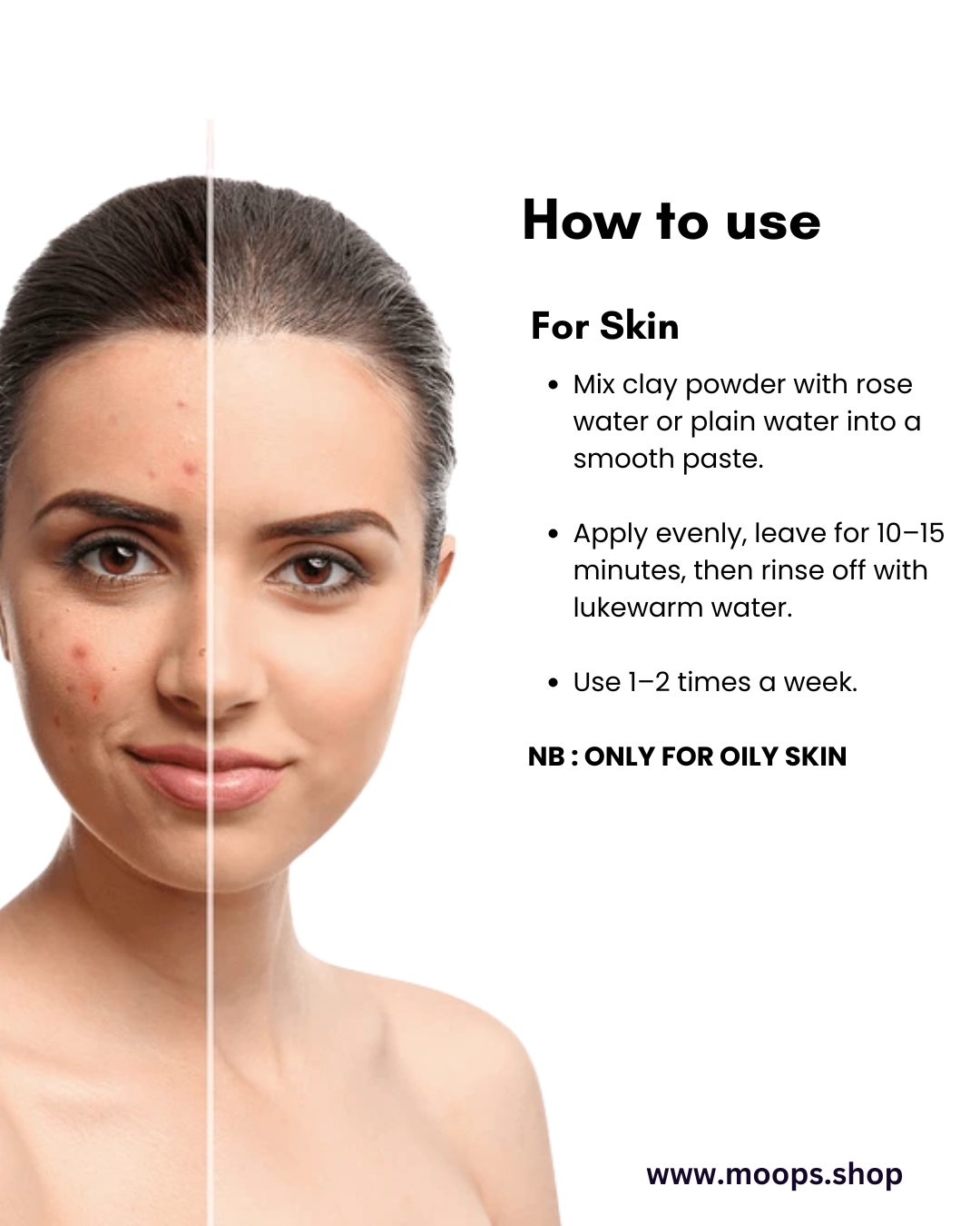 Moops Bentonite Clay Powder and Face wash combo 