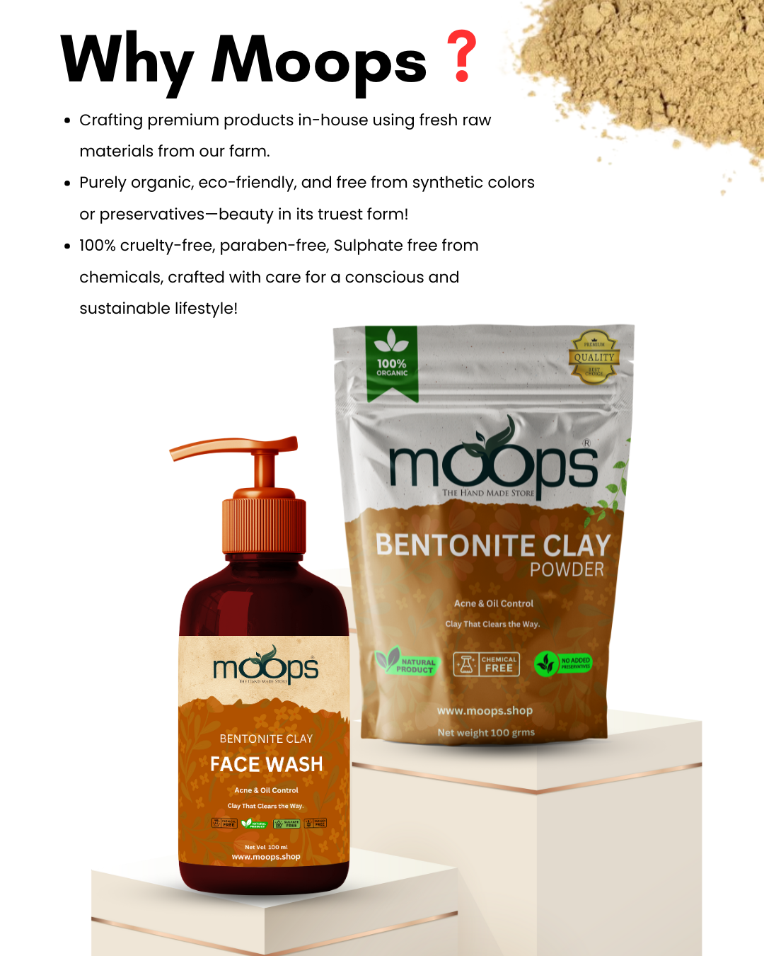 Moops Bentonite Clay Powder and Face wash combo 