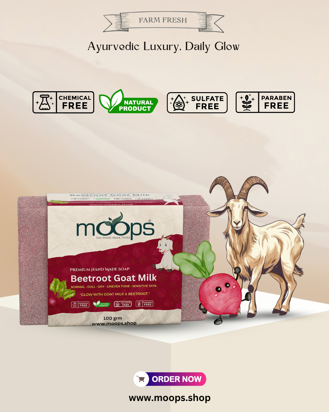 Moops Beetroot Goat Milk Premium Handmade Soap