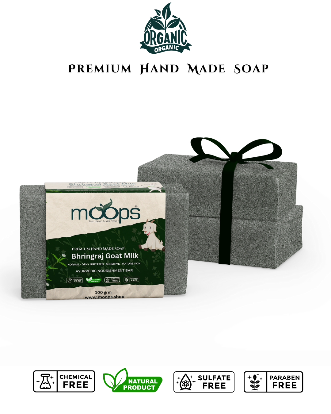 Moops Goat Milk Bhringraj Premium Handmade Soap