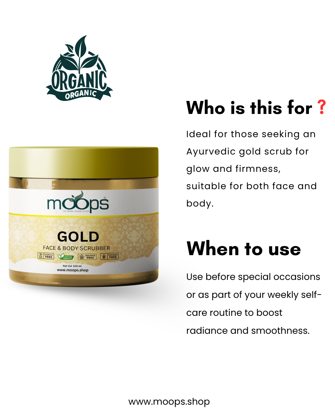 Moops Gold Face & Body Scrubber