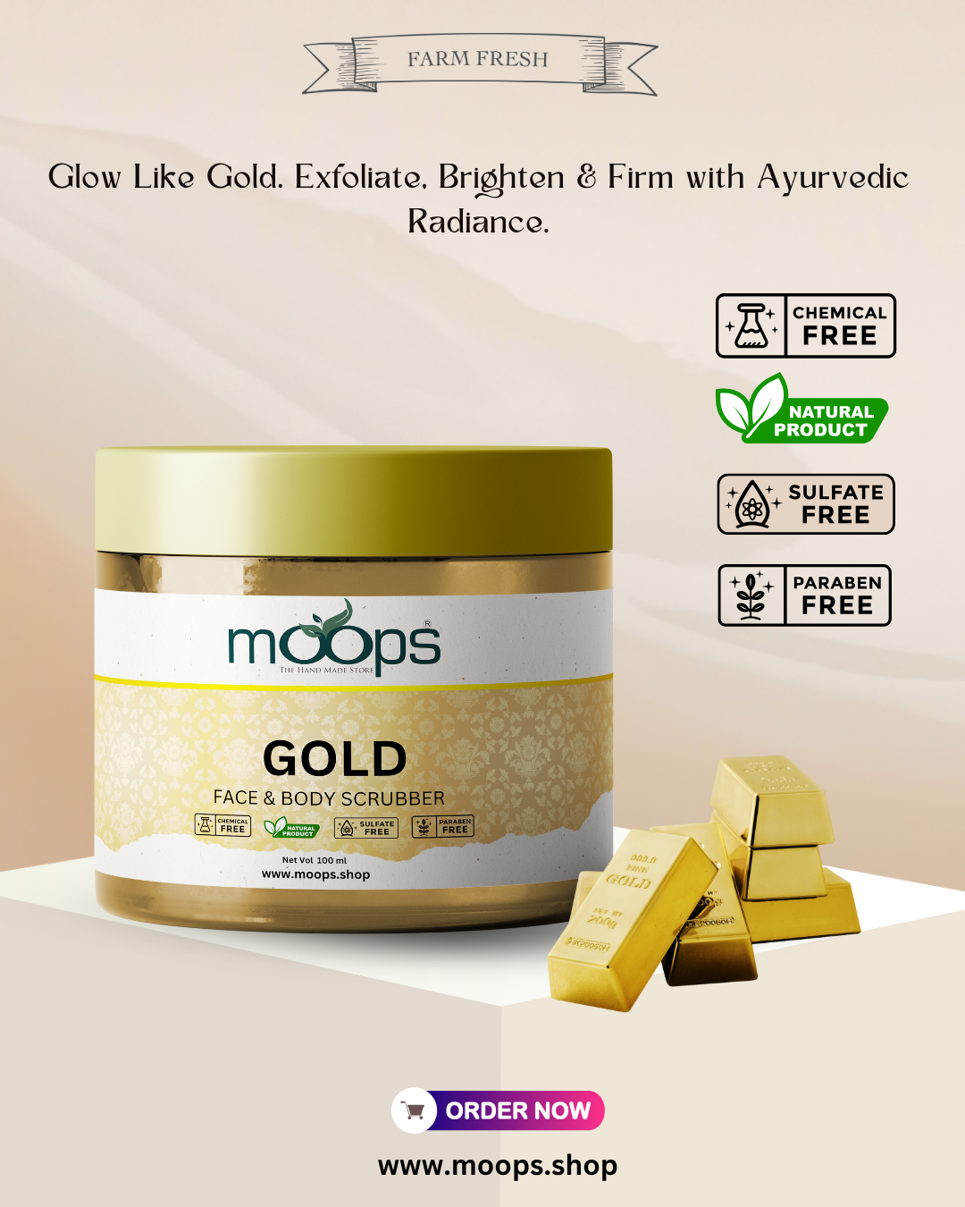 Moops Gold Face & Body Scrubber