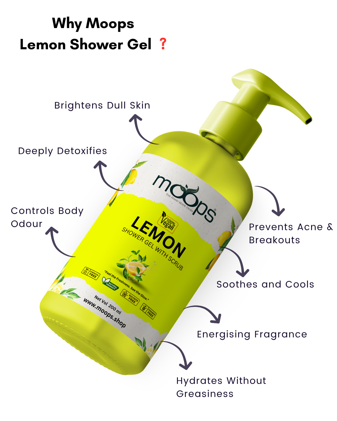 Moops Lemon Shower Gel with Scrubber
