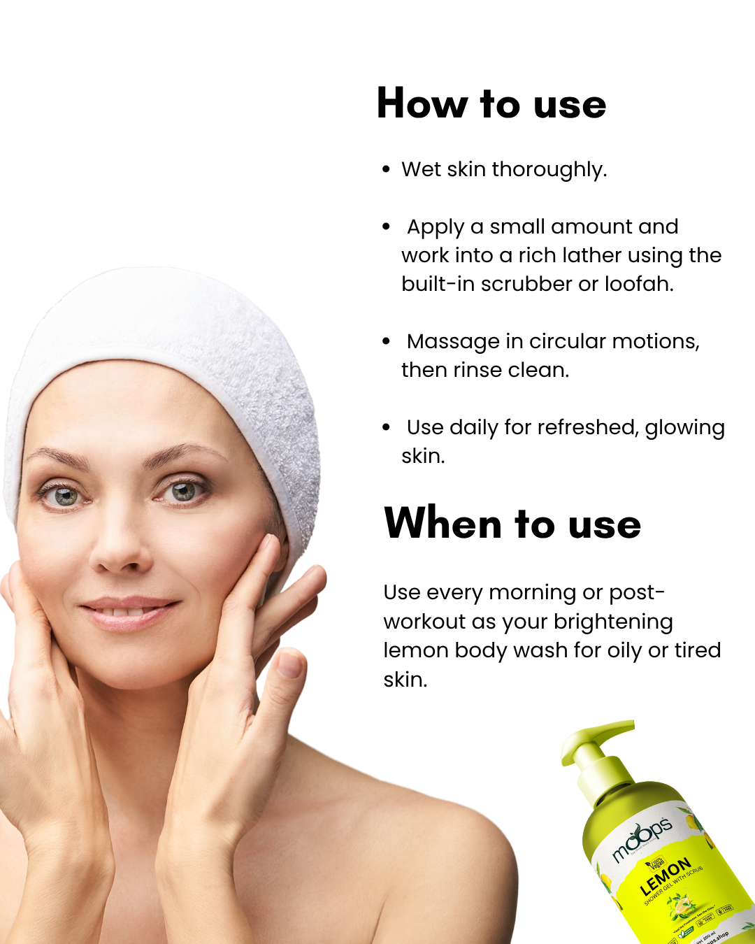 Moops Lemon Shower Gel with Scrubber