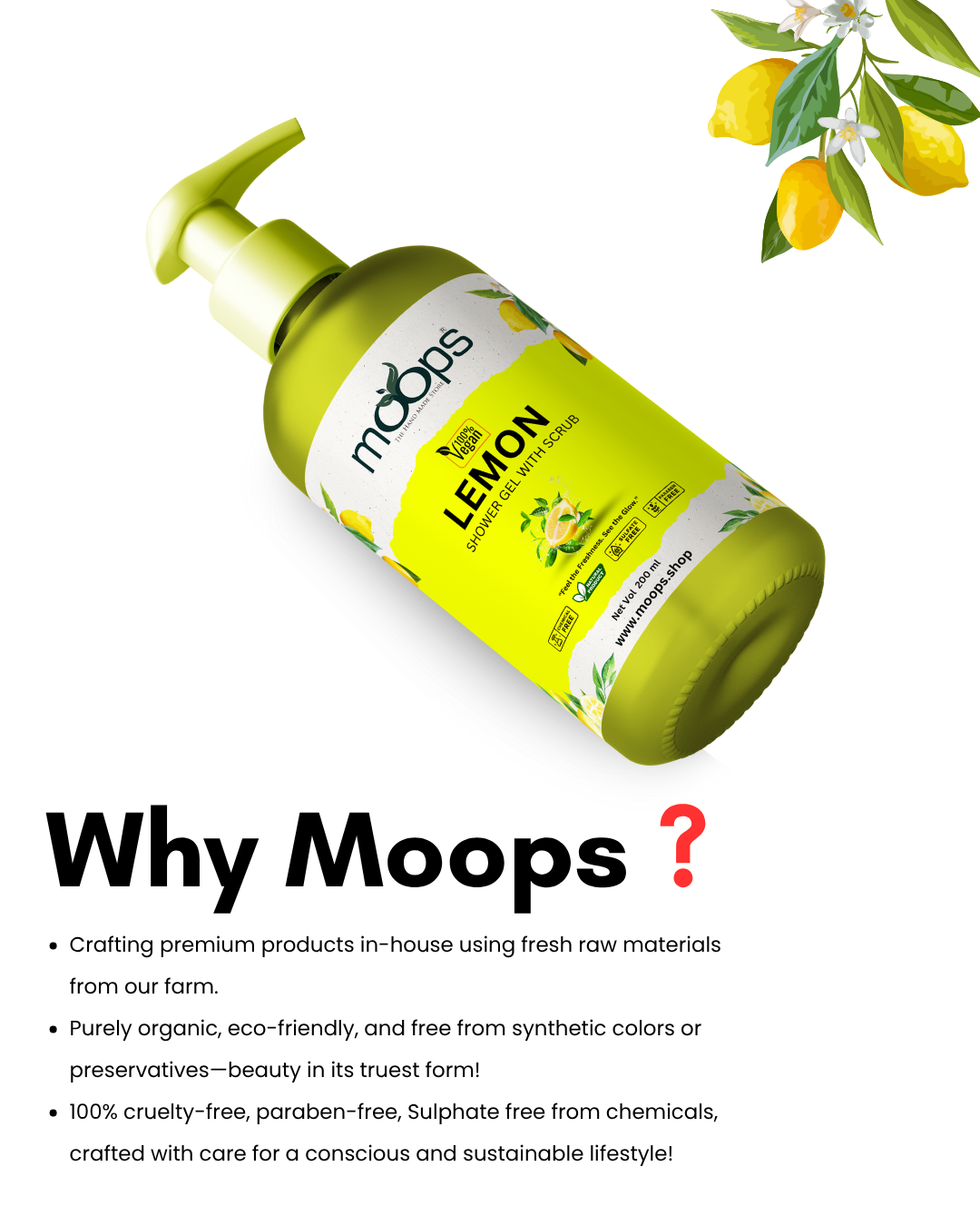 Moops Lemon Shower Gel with Scrubber