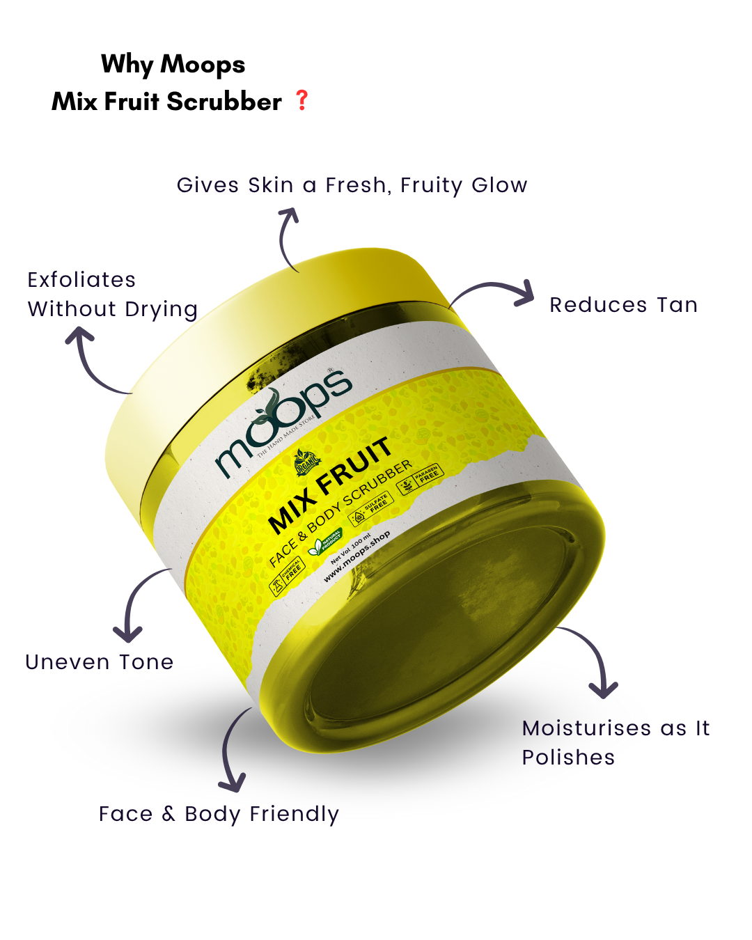 Moops Mixed Fruit Face & Body Scrubber