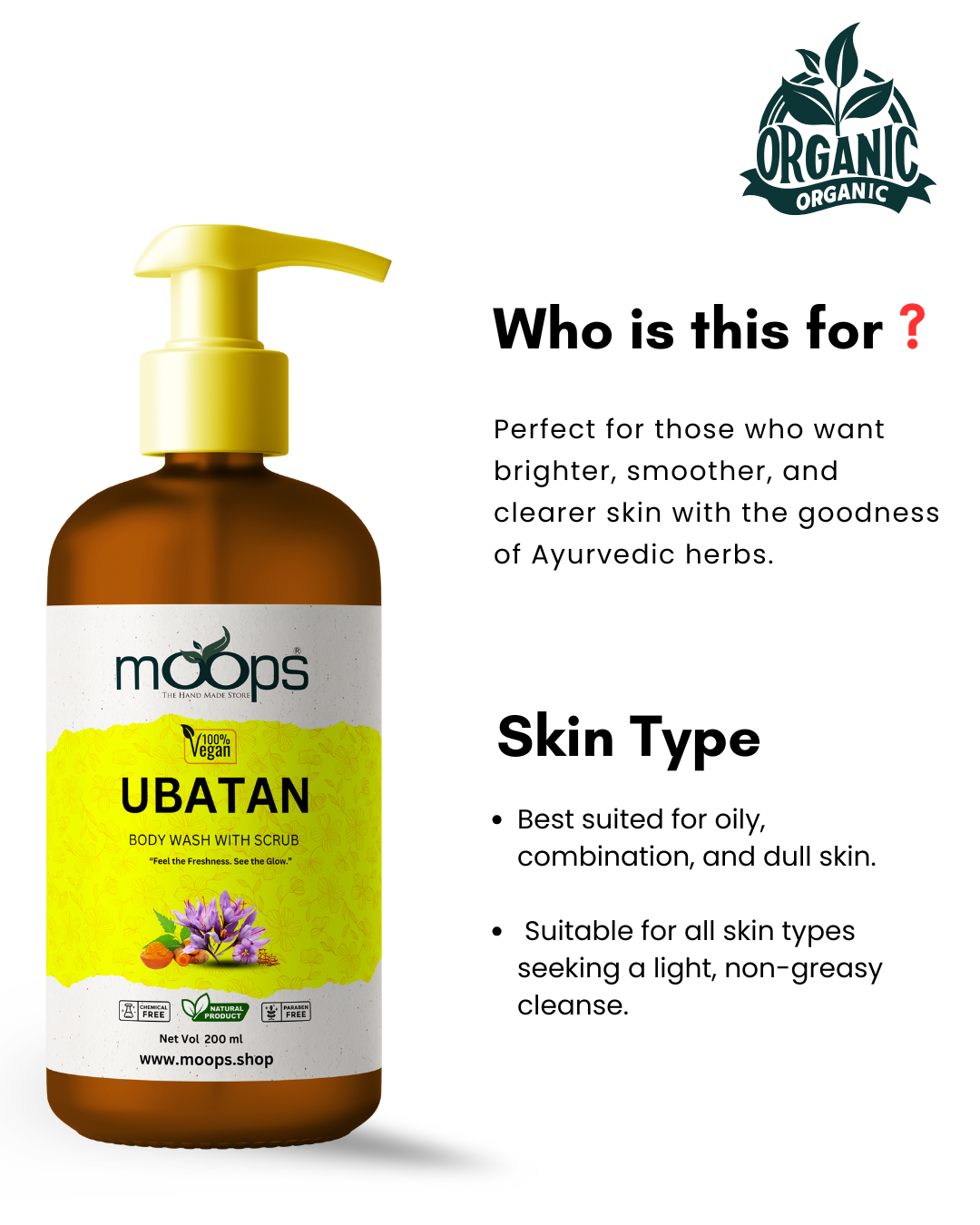 Moops Ubtan Body Wash with Scrub