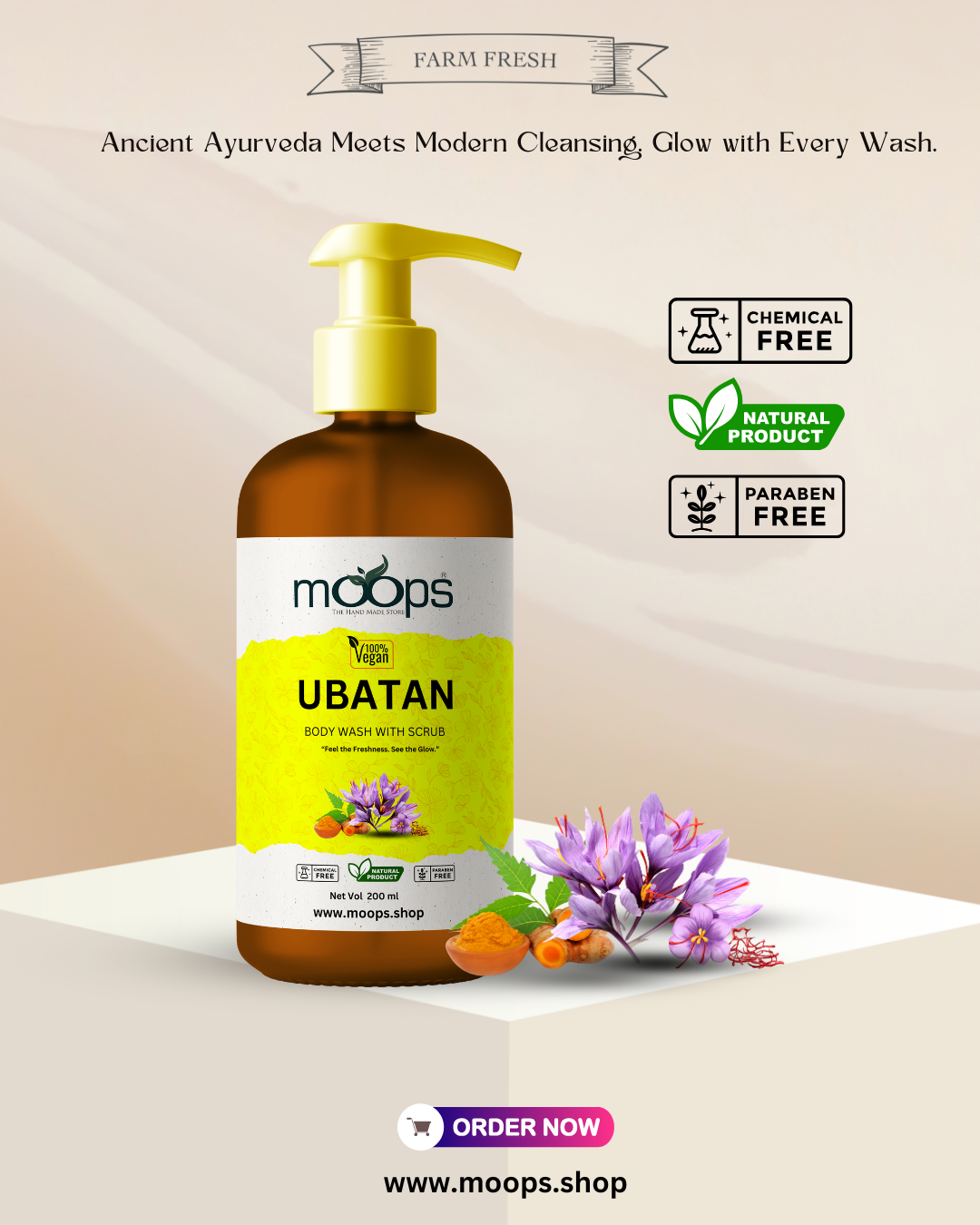 Moops Ubtan Body Wash with Scrub