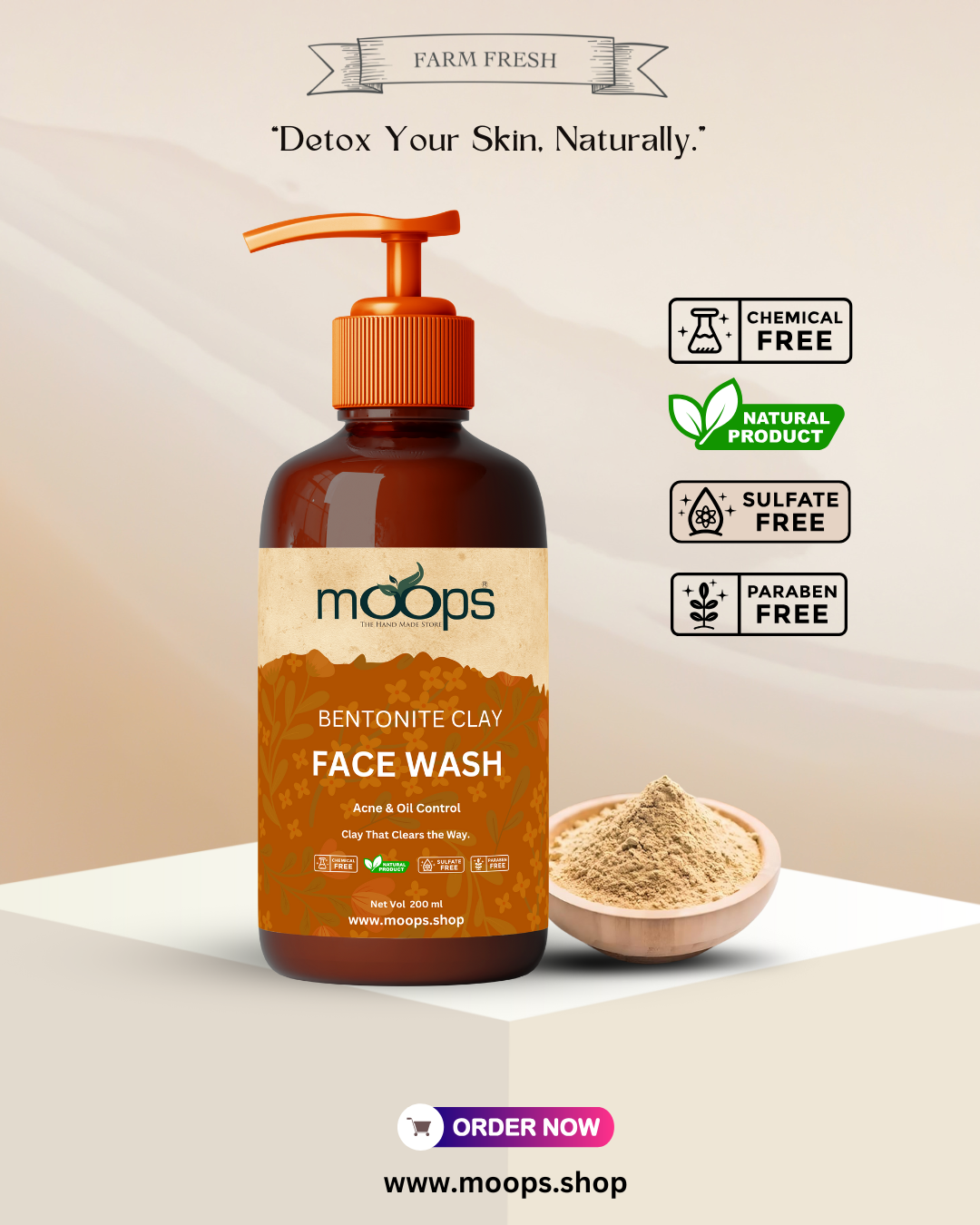 Moops Bentonite clay Face Wash 200ml