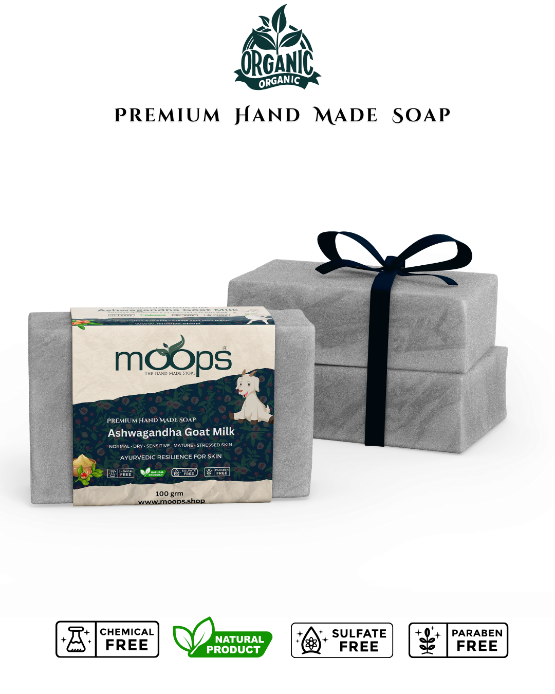 Moops Goat Milk Ashwagandha Premium Handmade Soap