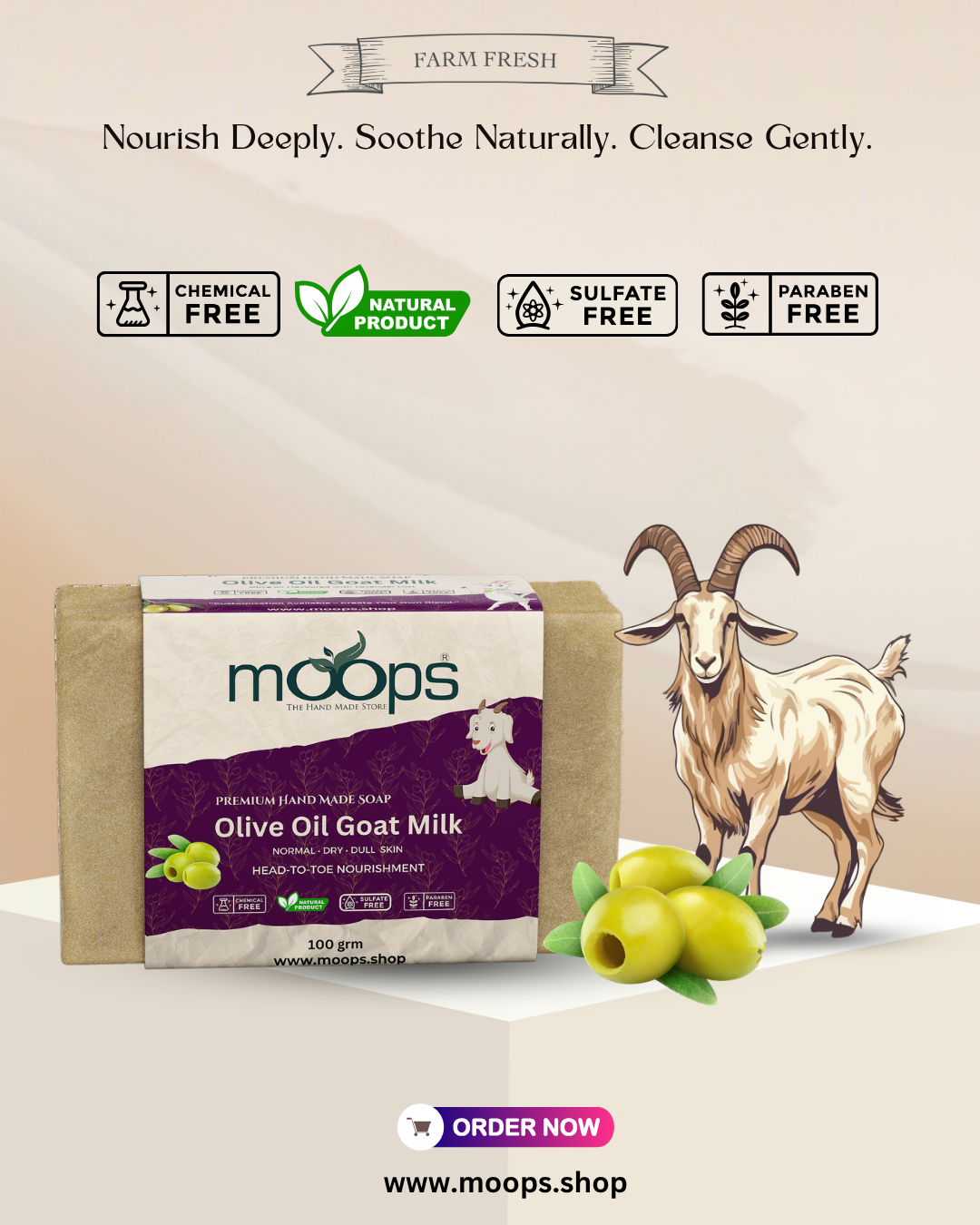 Moops Goat Milk Olive Oil Premium Handmade Soap