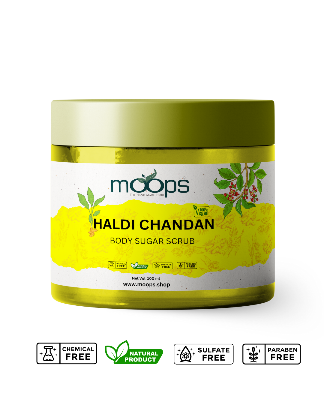Moops Haldi Chandana Sugar Body Scrub