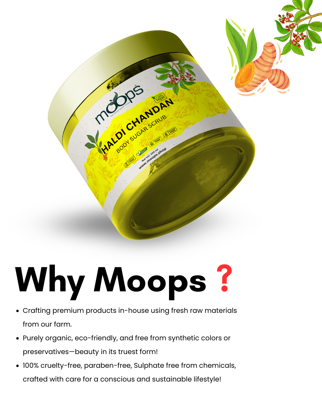 Moops Haldi Chandana Sugar Body Scrub