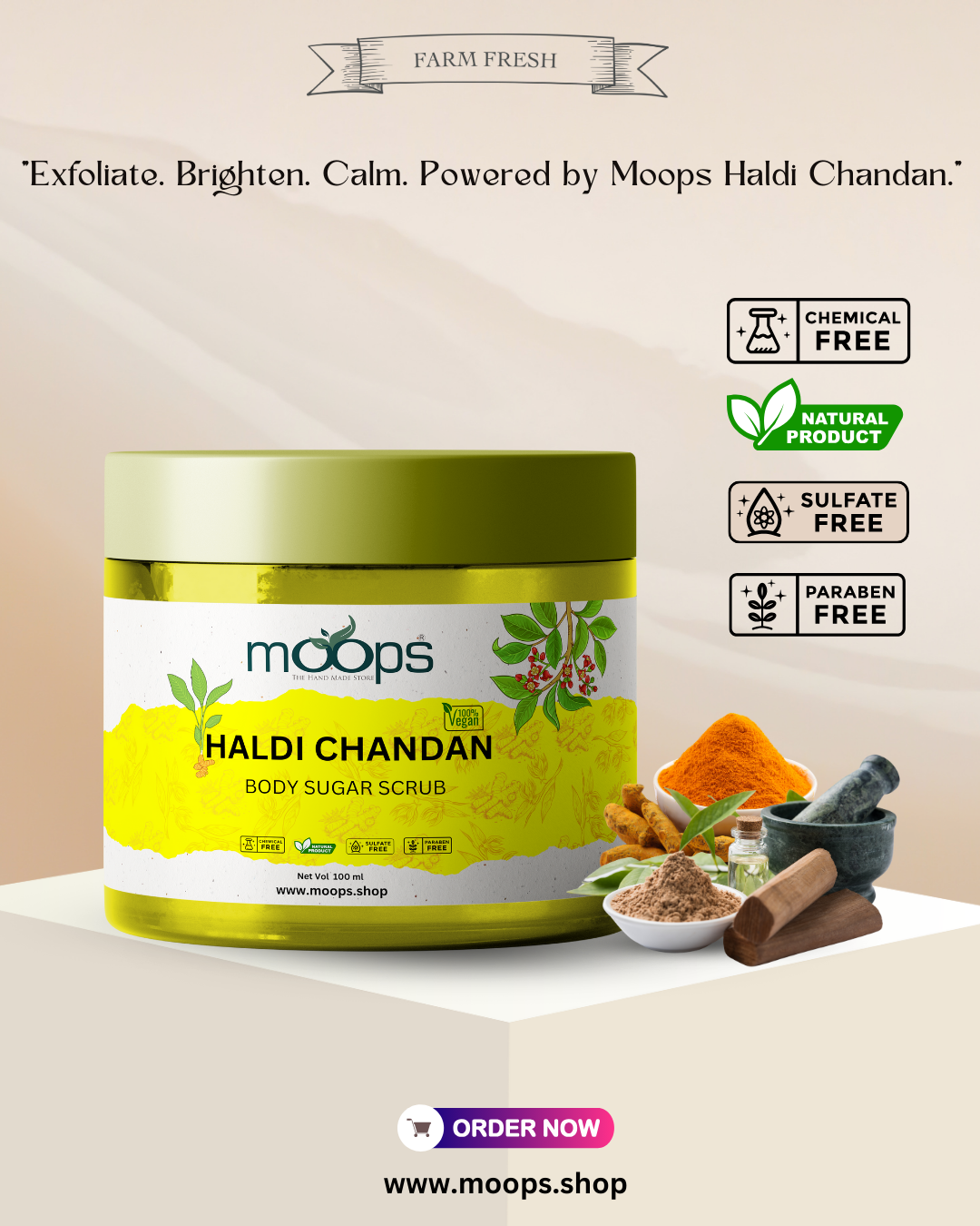 Moops Haldi Chandana Sugar Body Scrub