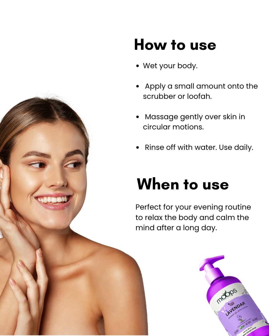 Moops Lavender Shower Gel with Scrubber