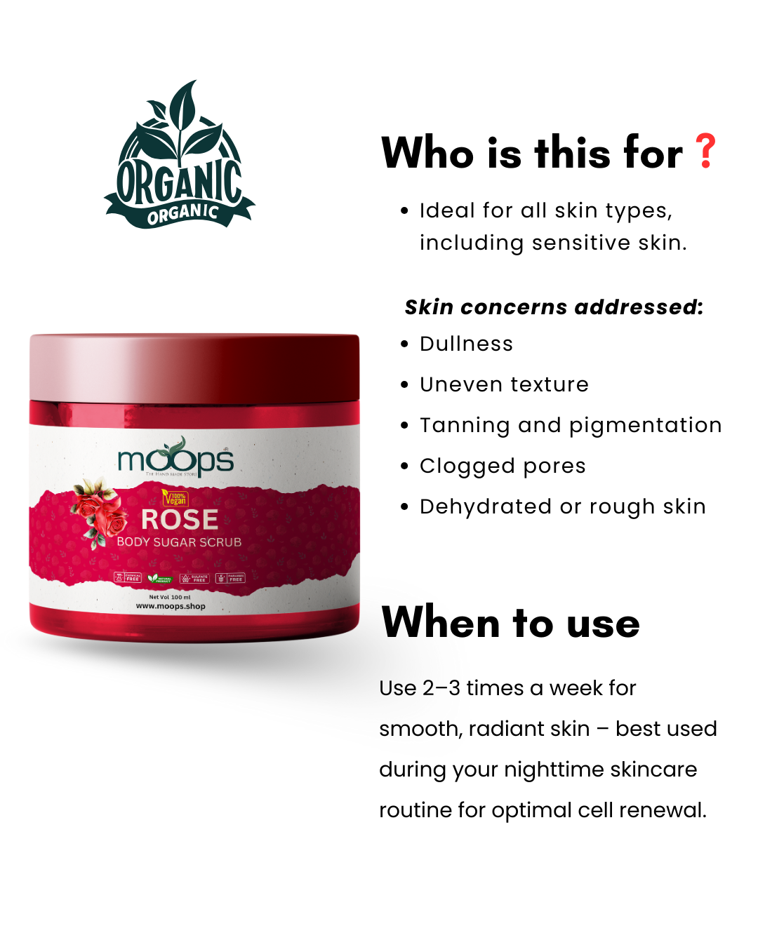 Moops Rose Sugar Body Scrub