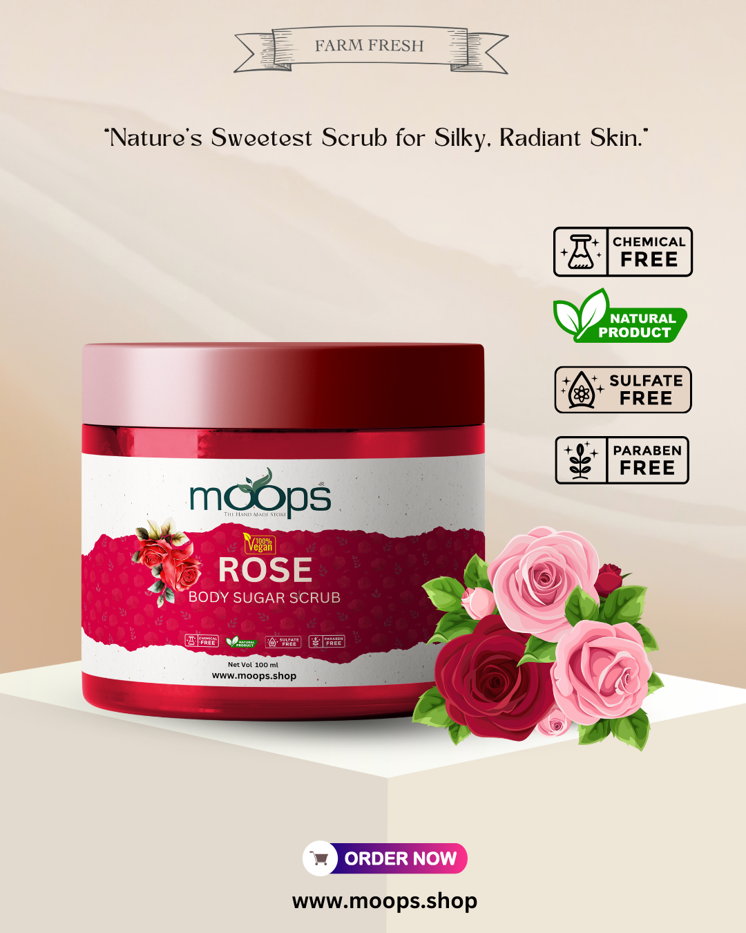 Moops Rose Sugar Body Scrub