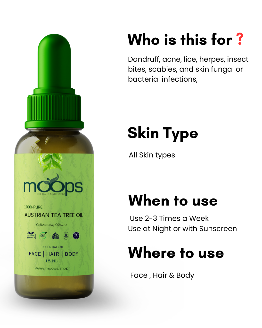Moops Austrian Tea Tree Essential Oil