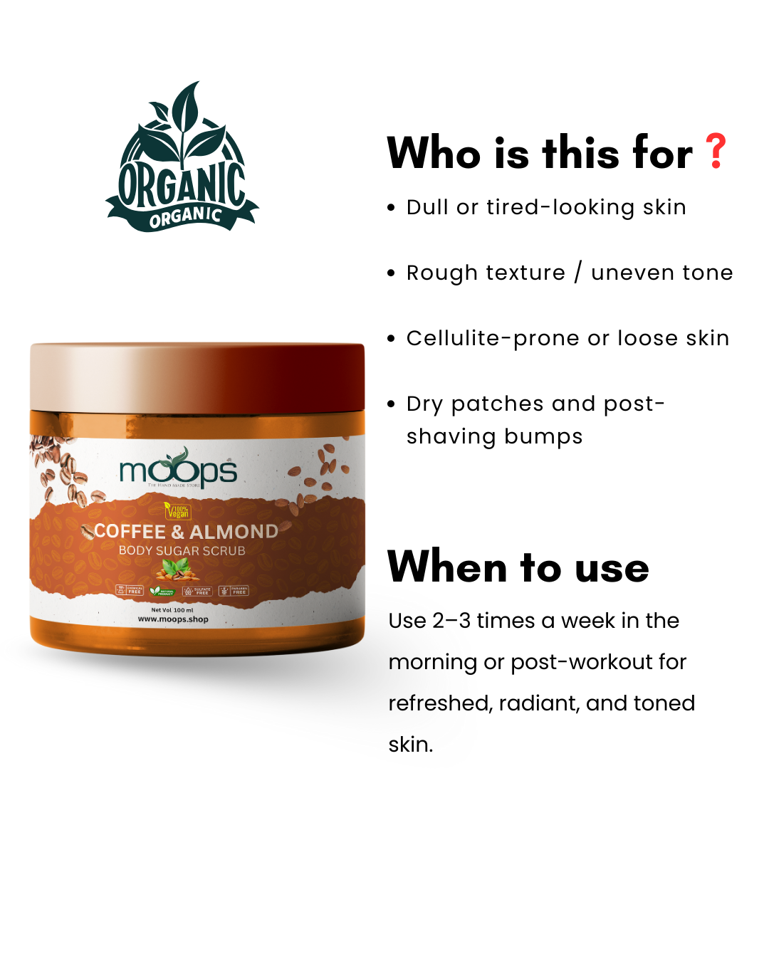 Moops Coffee Almond Sugar Body Scrub