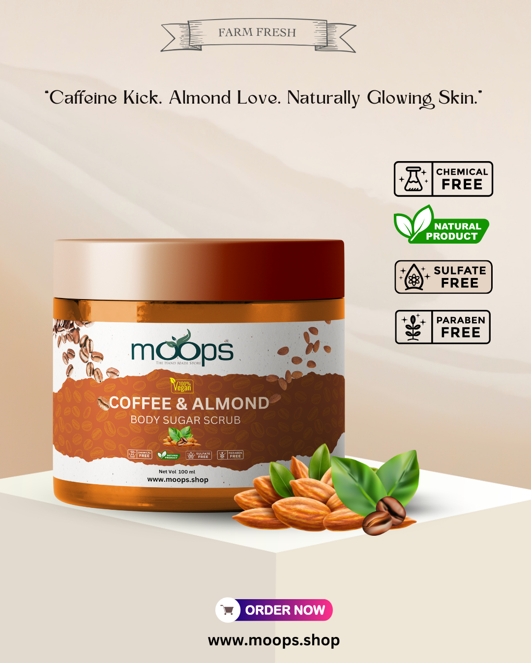 Moops Coffee Almond Sugar Body Scrub