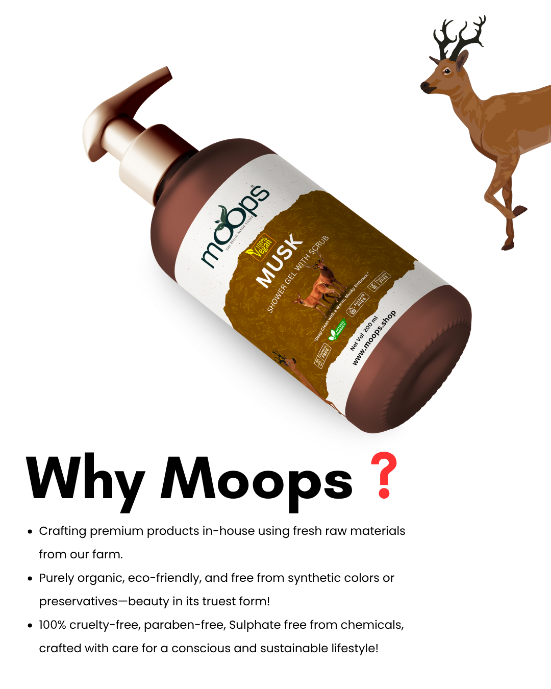 Moops Musk Shower Gel with Scrubber