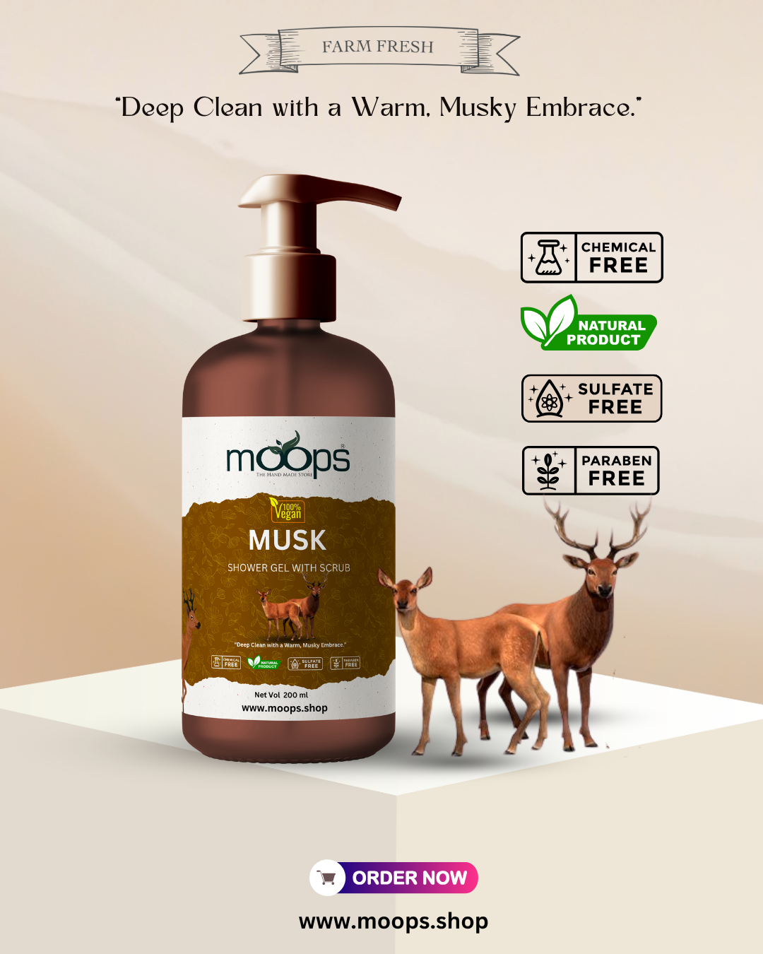 Moops Musk Shower Gel with Scrubber