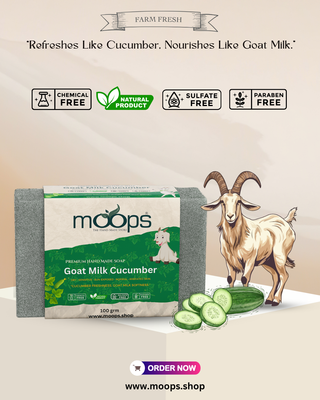 Moops Cucumber Goat Milk Premium Handmade Soap