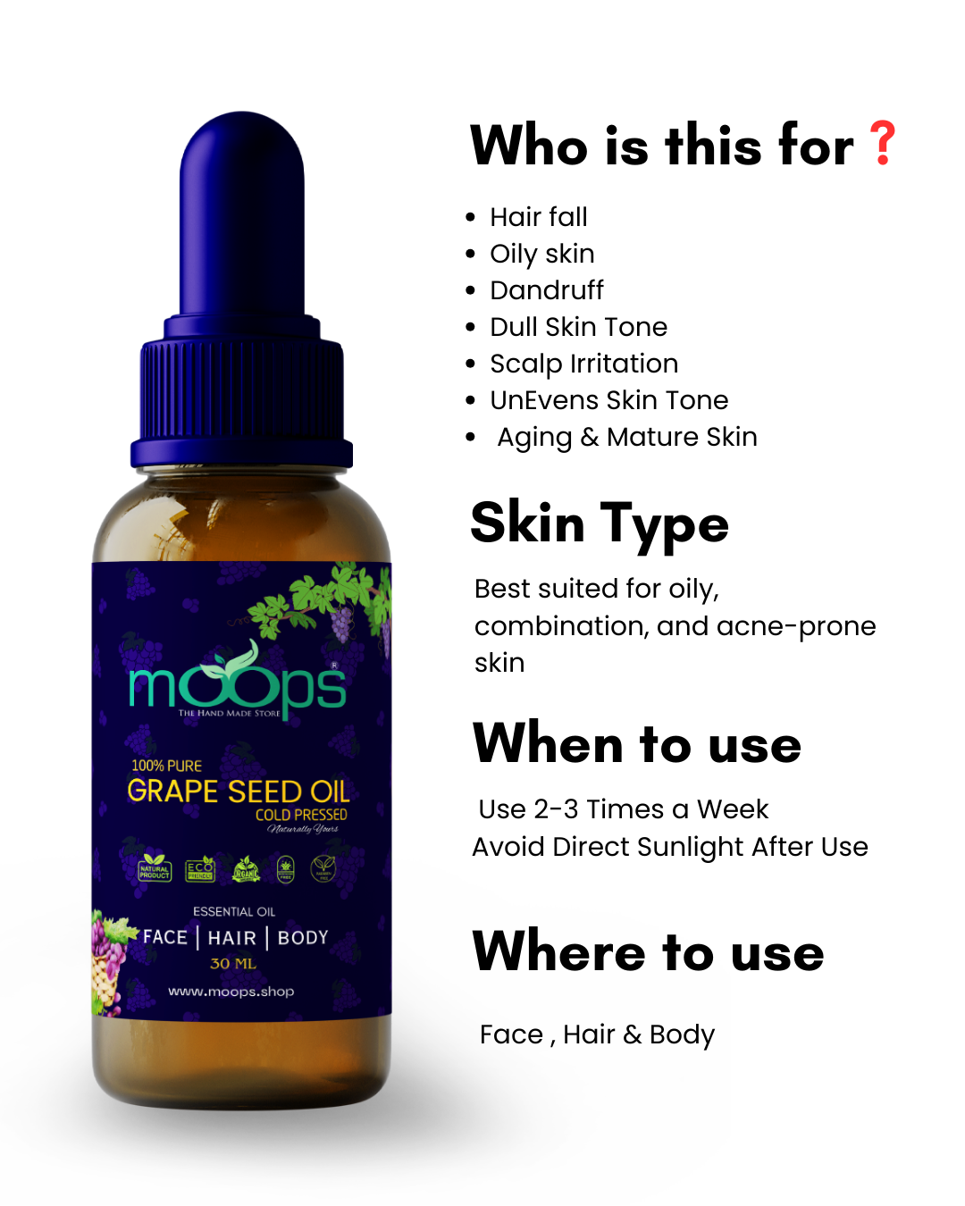 Moops Grape Seed Essential Oil