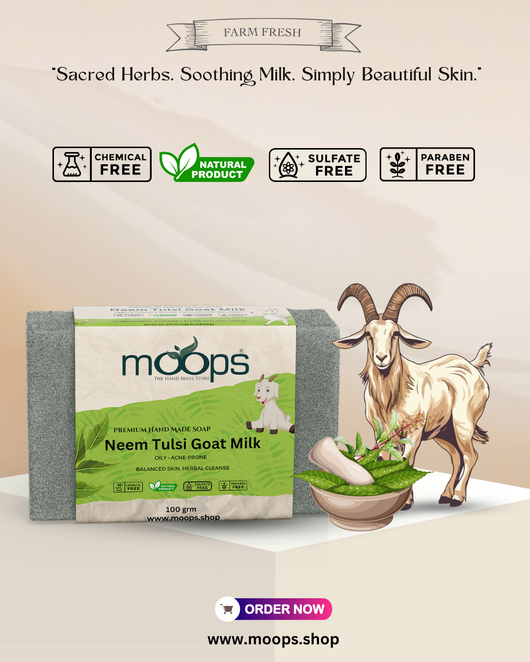Moops Neem Tulsi Premium Handmade Soap