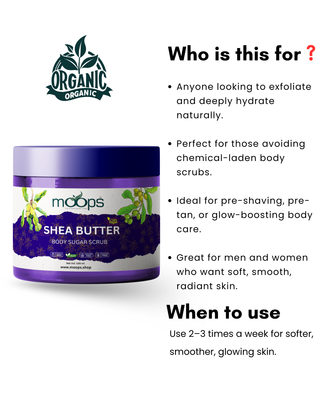 Moops Shea Butter Sugar Body Scrub