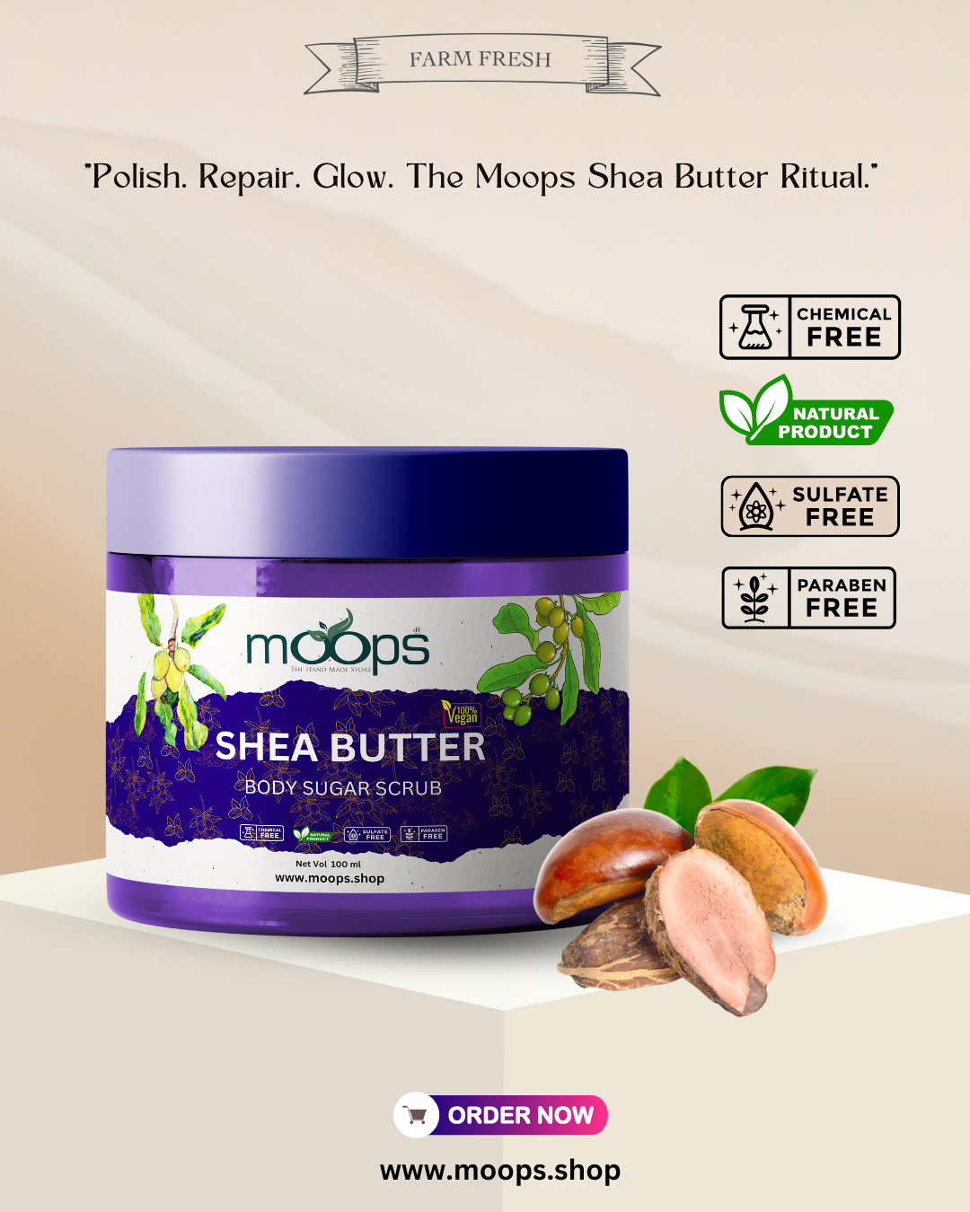 Moops Shea Butter Sugar Body Scrub