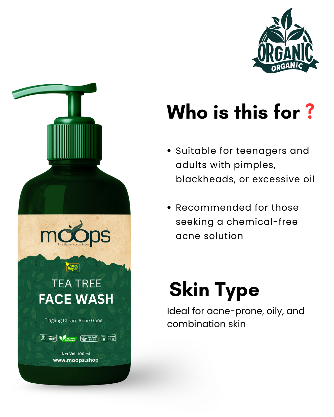 Moops Tea Tree Face Wash