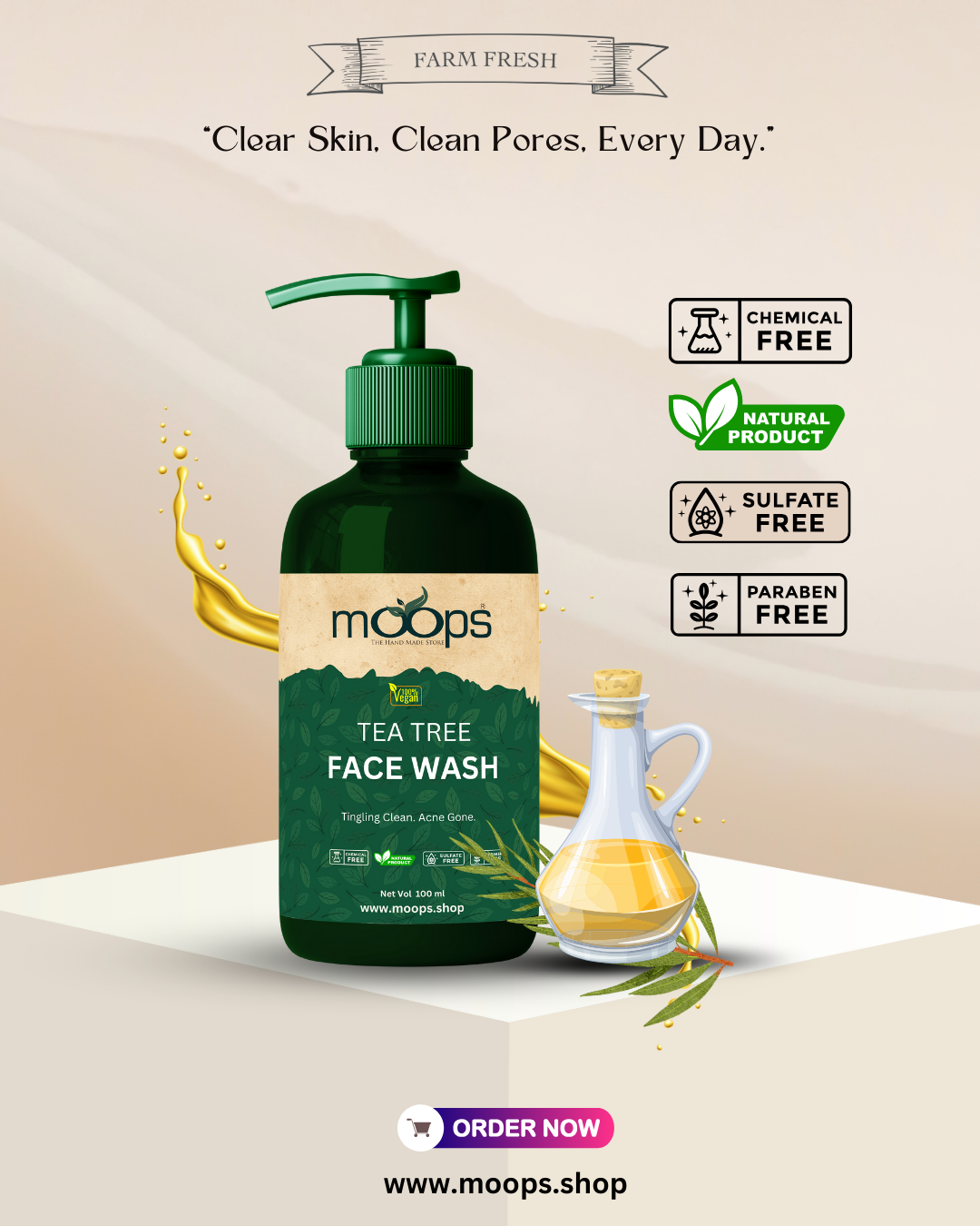 Moops Tea Tree Face Wash