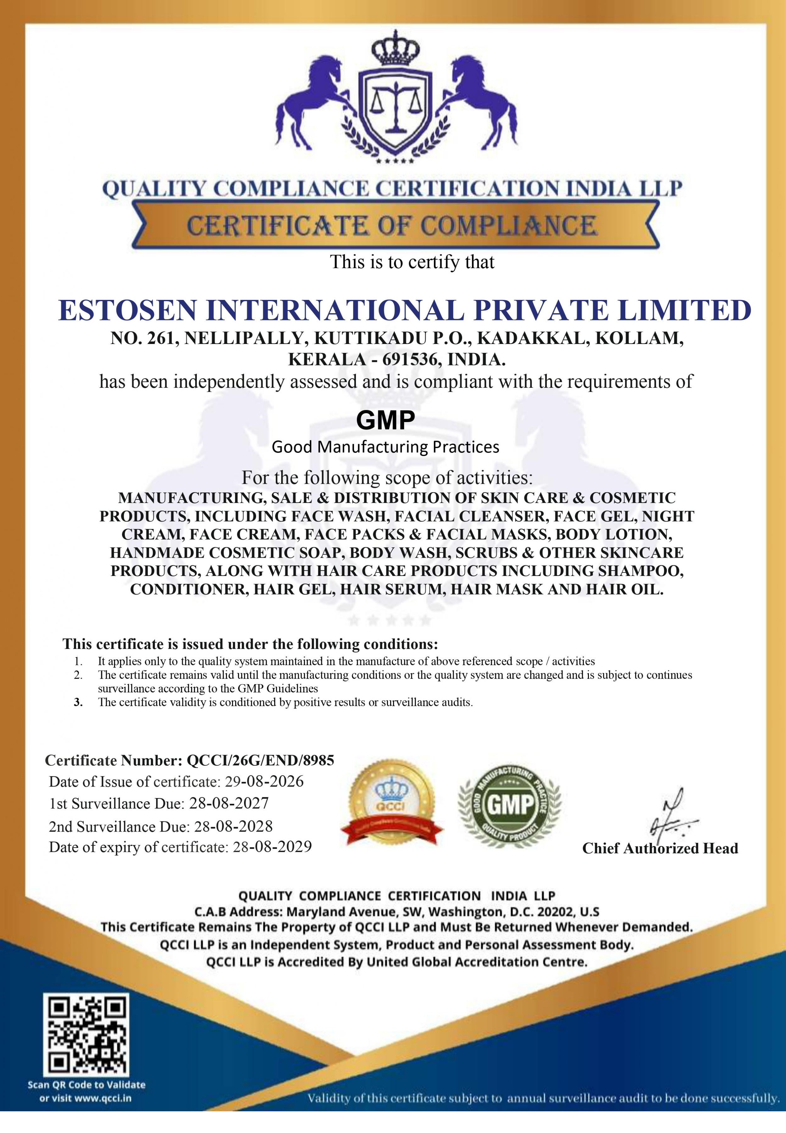 Certified for Quality. Committed to Care. GMP 